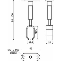 935 Держатель дистанционный проходной трубы овальной 30*15 регулируемый, хром AKS 20456