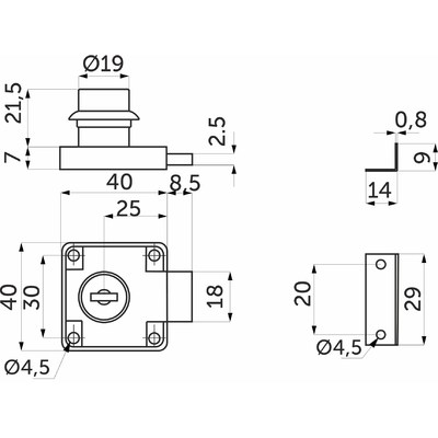 Замок мебельный 138 AKS LIGHT 21183
