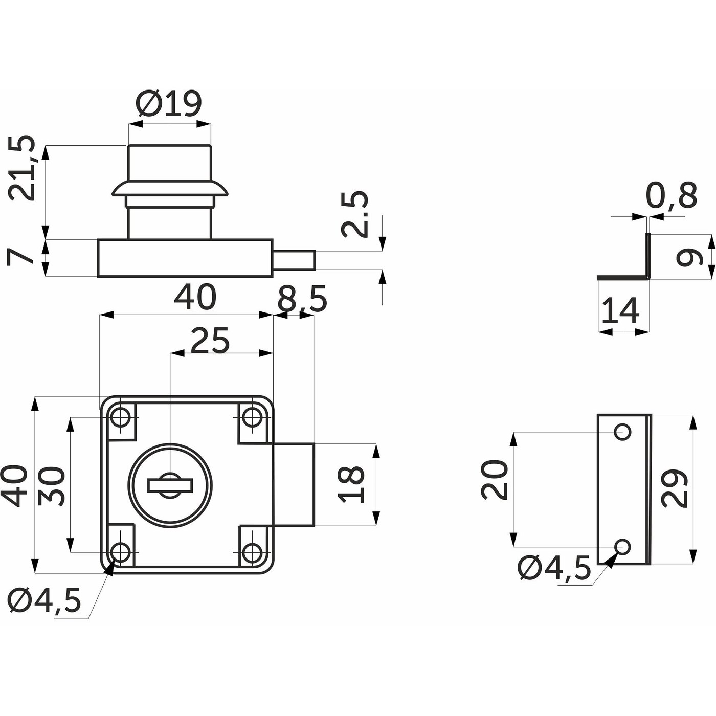 Замок мебельный 138 AKS LIGHT 21183