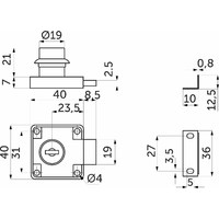 Замок мебельный 138 с ломаным ключом AKS 47698