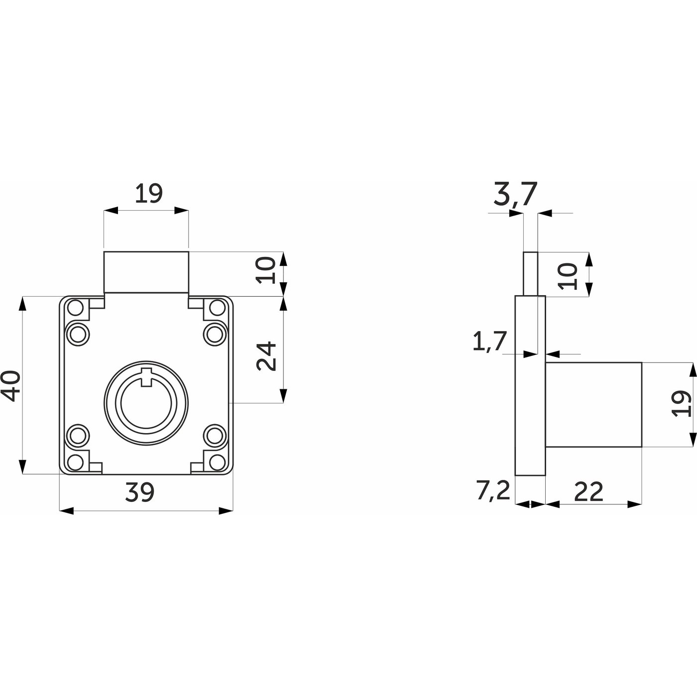 Замок мебельный 138 с тубулярным ключом (круглым) ключом AKS 79166