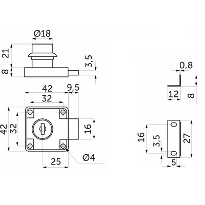 Замок мебельный 138 с цифровым ключом AKS 73488