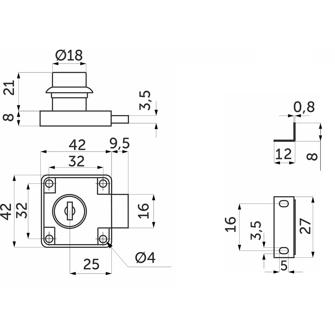 Замок мебельный 138 с цифровым ключом AKS 73488