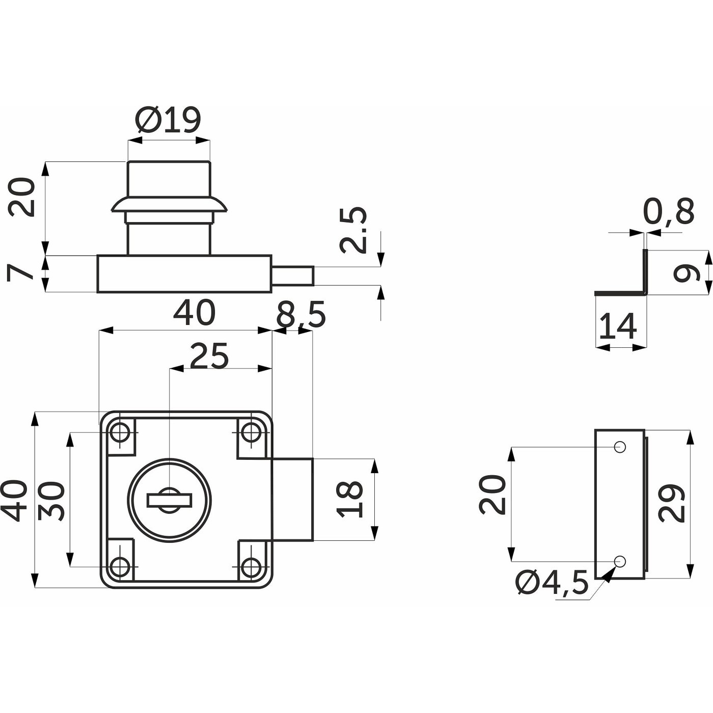 Замок мебельный 138 (аналог 21183) (12шт) AKS 60145