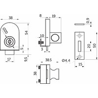 Замок мебельный 408 для стеклянных дверей AKS 47696