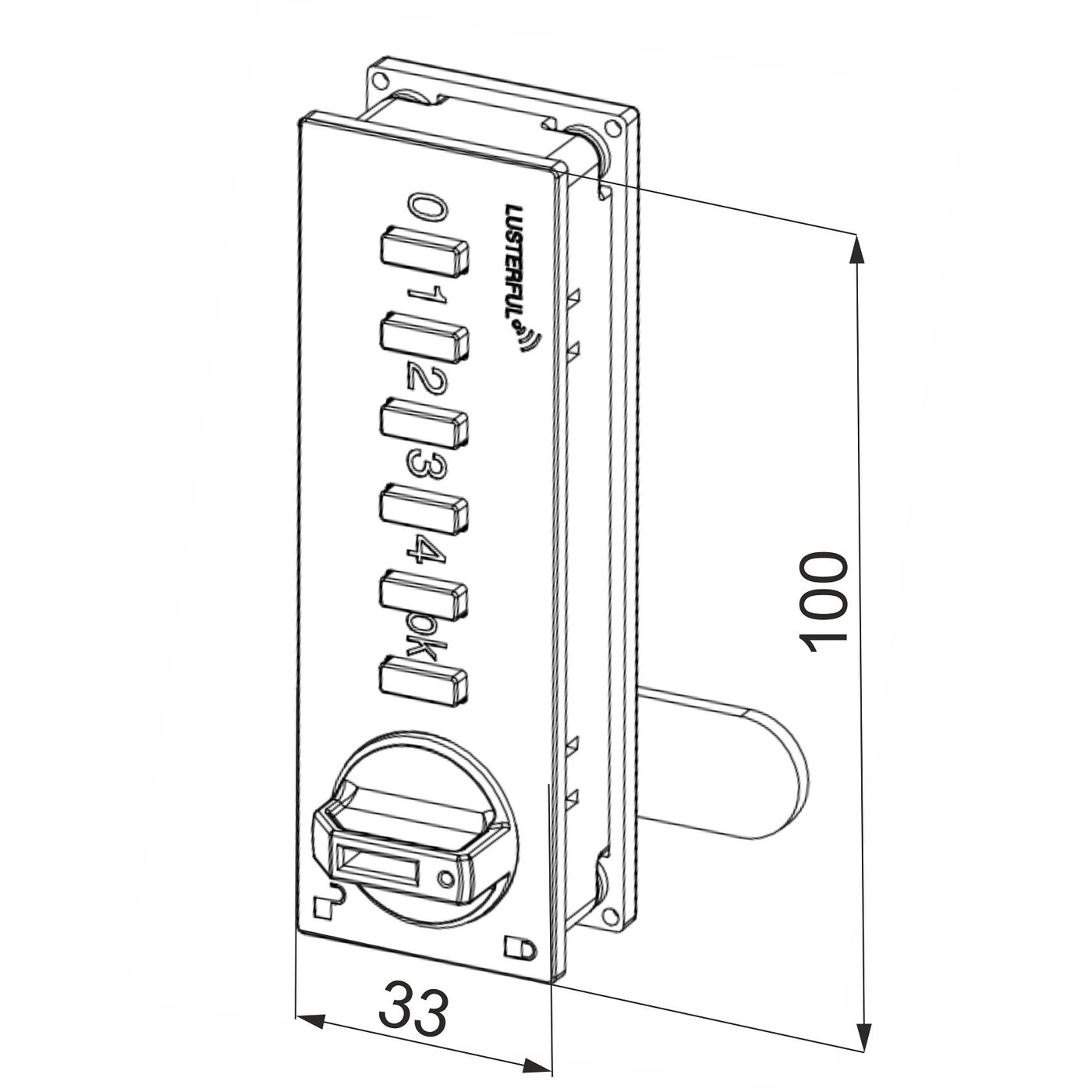 Замок мебельный 601 электронный, кодовый, вертикальный AKS 82429