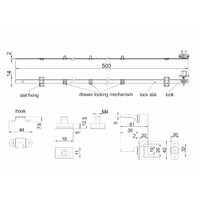Замок для выдвижных 3-х ящиков механический центральный 288/500 AKS 47699
