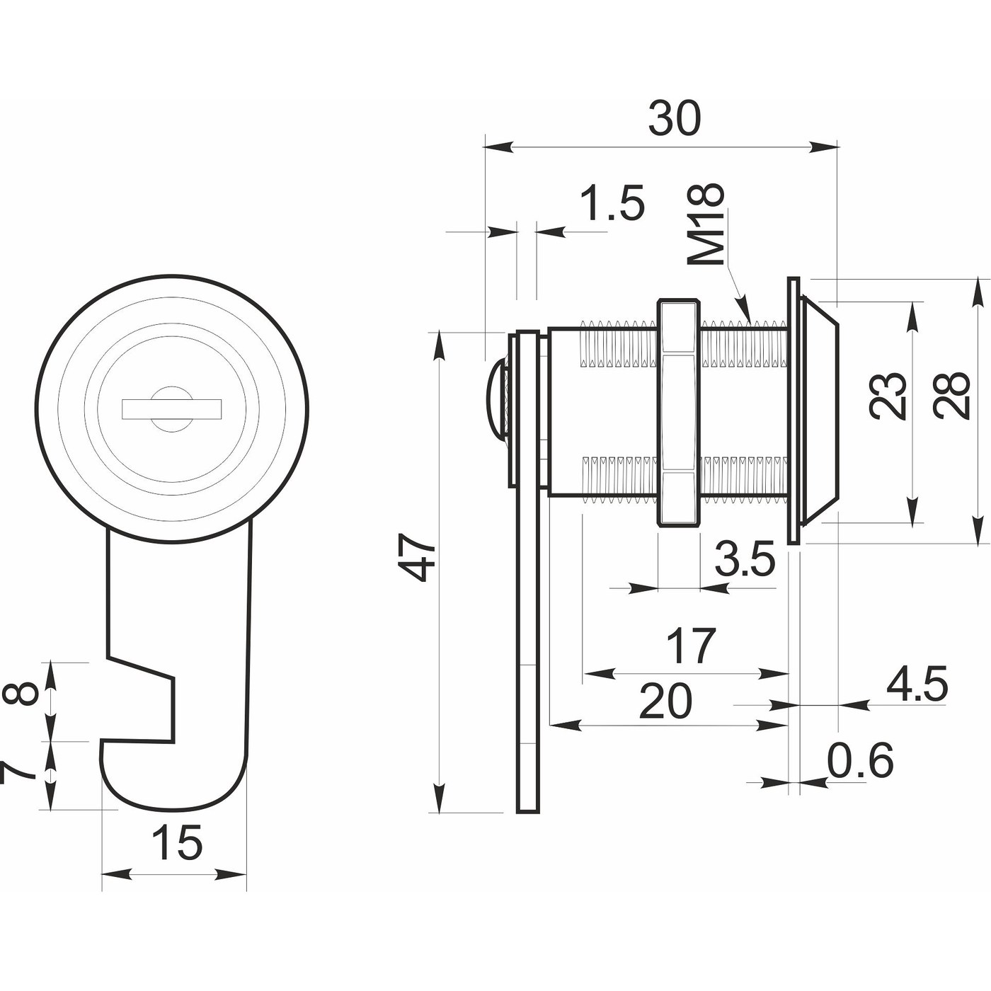 Замок для распашной двери механический 103-20 AKS 28339