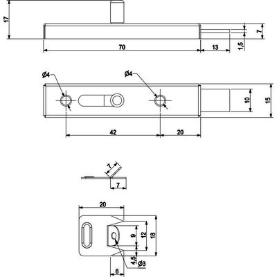 Шпингалет, AKS (старый код 38532) 116102