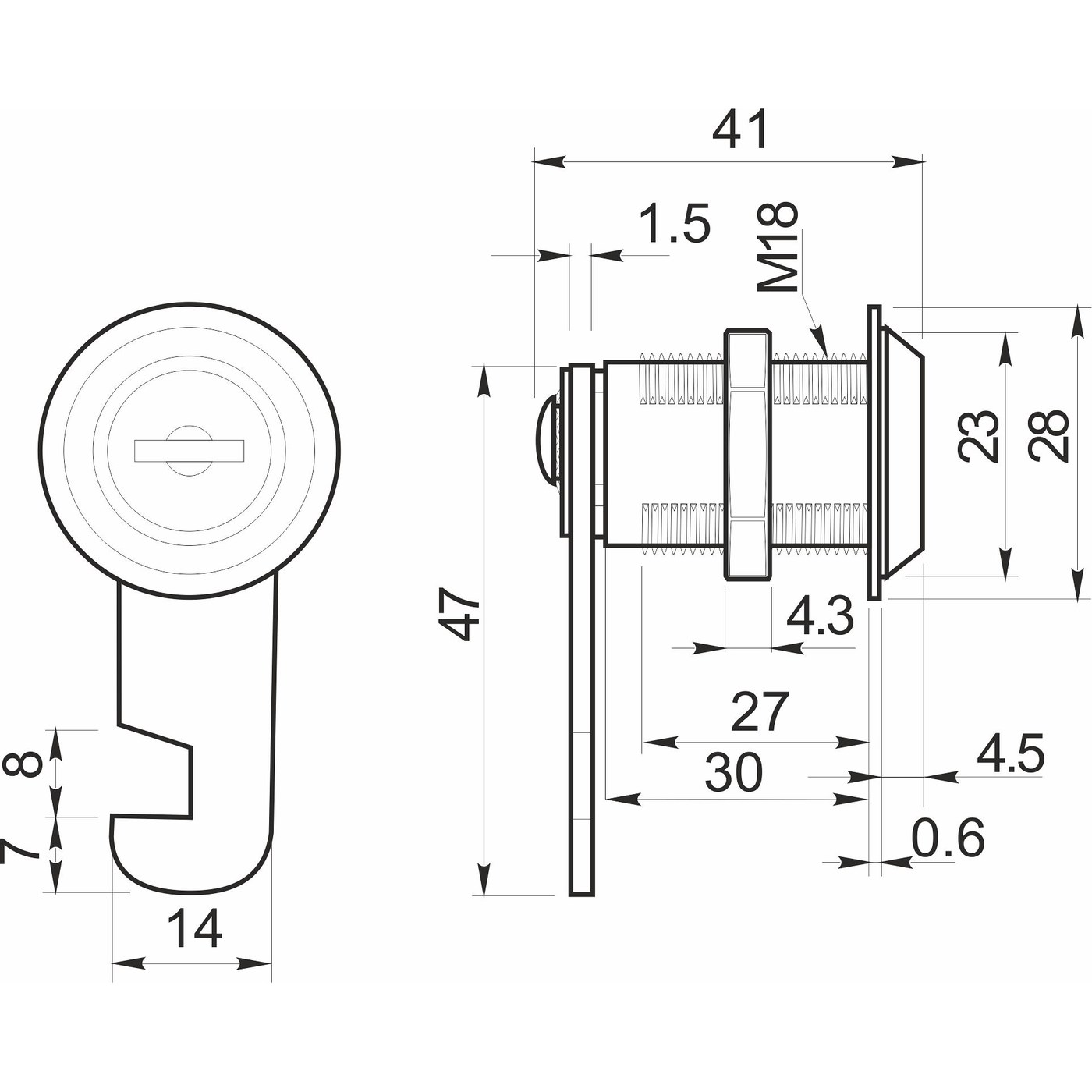 Замок для распашной двери механический 103-30 AKS 54981