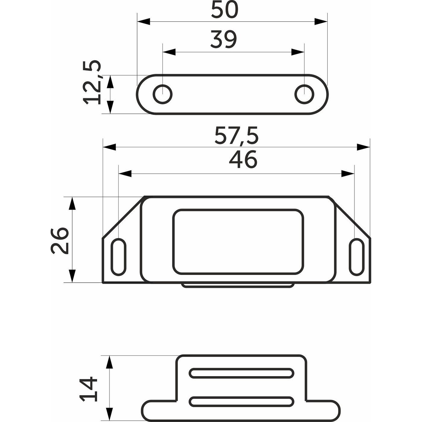 Защелка магнитная мебельная, большая белая AKS 73001