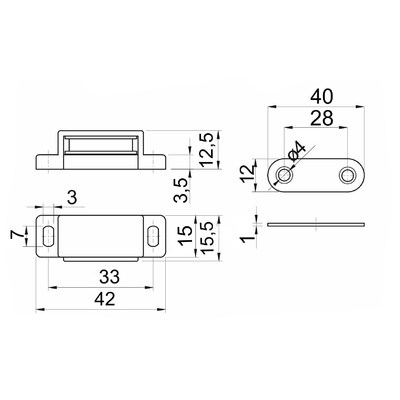 Защелка магнитная мебельная, черная N AKS 77906