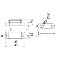 Защелка магнитная мебельная, белая AKS 38440