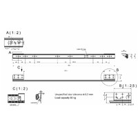 Механизм для раздвижных столов внутренний синхронный со стопором 35х850мм AKS 75773
