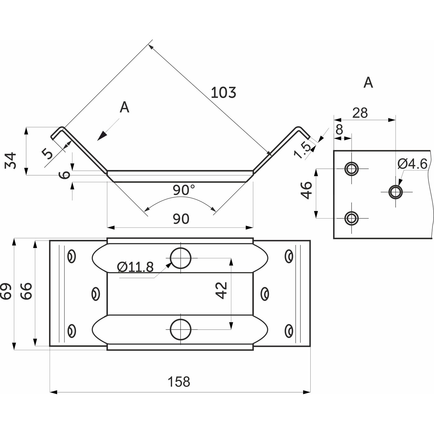 Стяжка для столов IV белый цинк AKS 58587
