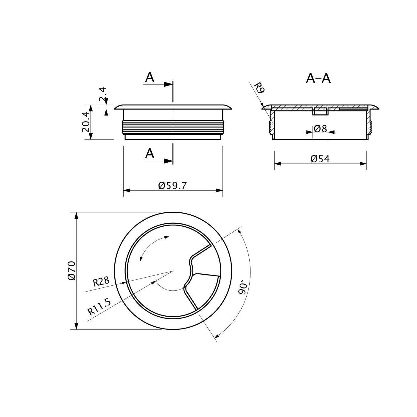 Пропуск кабельный белый AKS 13374