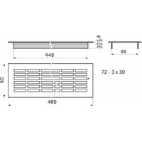 Решетка вентиляционная 480*60, серебро алюминий AKS 47689