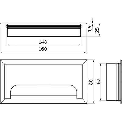 Пропуск кабельный метал. 80*160мм, черный AKS 70343