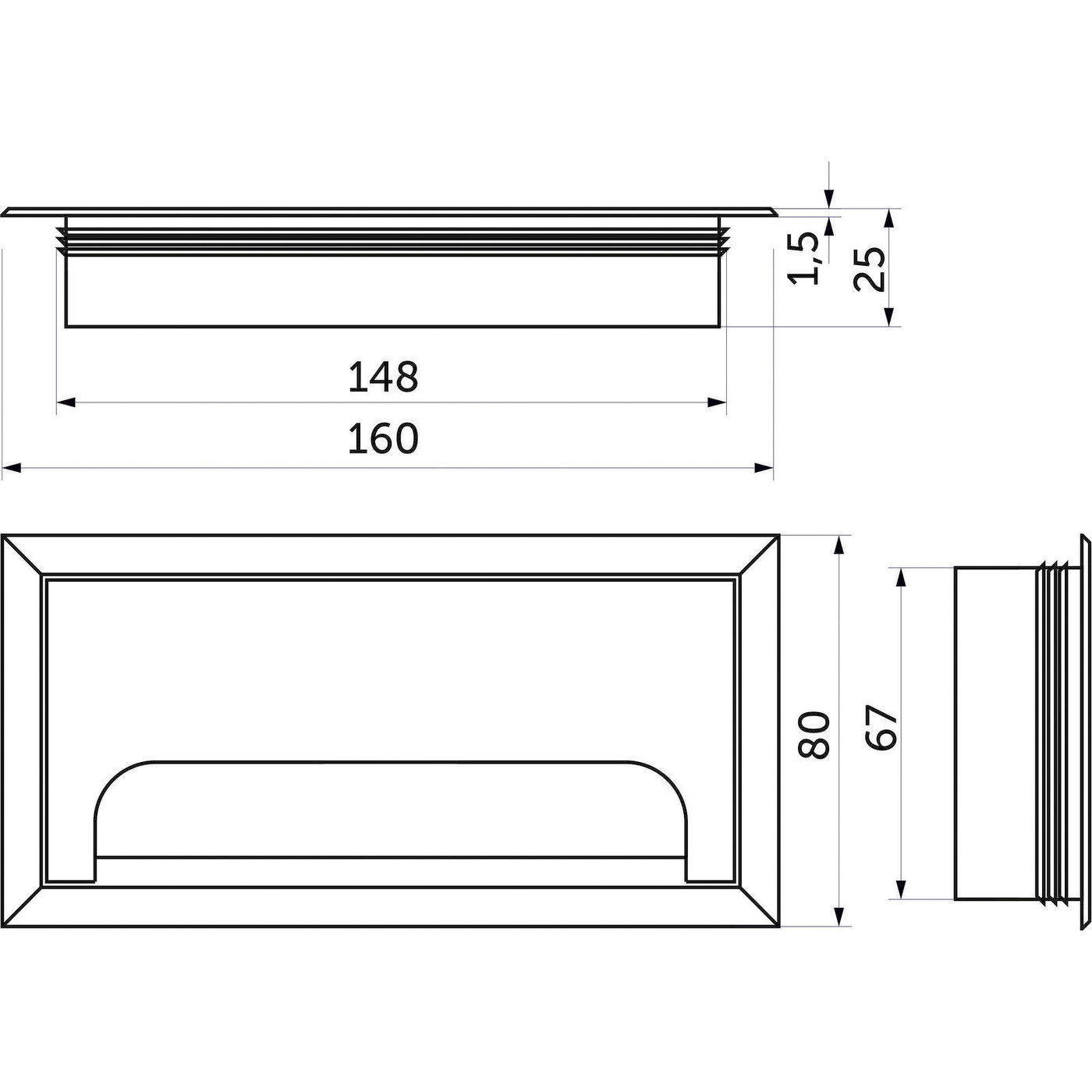 Пропуск кабельный метал. 80*160мм, черный AKS 70343