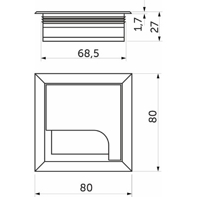 Пропуск кабельный метал. 80*80мм, алюминий AKS 68126