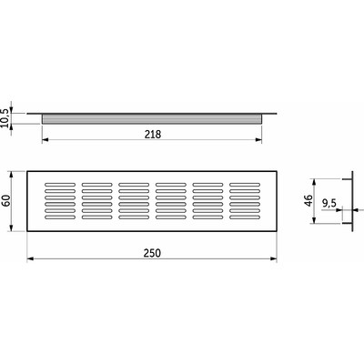 Решетка вентиляционная 250*60, черная AKS 89604
