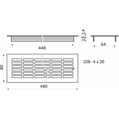 Решетка вентиляционная 480*80, белая аллюминий AKS 65796