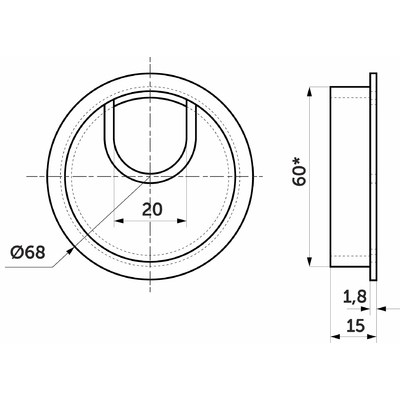 Пропуск кабельный металл D60 мм мат.хром AKS 58314