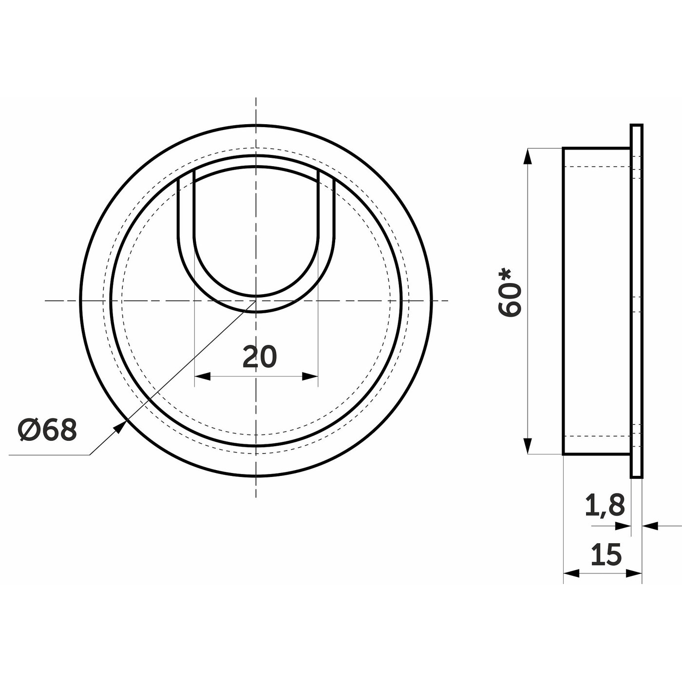 Пропуск кабельный металл D60 мм мат.хром AKS 58314