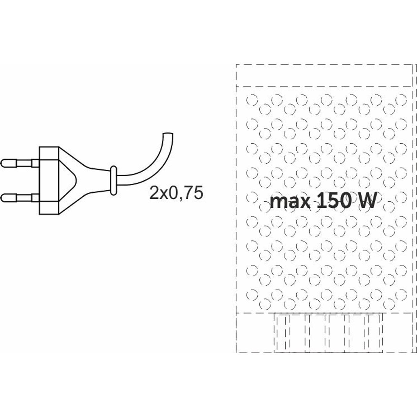 Сетевой шнур с вилкой для трансформаторов мощностью до 150Вт, 1,8м 2х0,75 белый, 1,8м AKS 91906