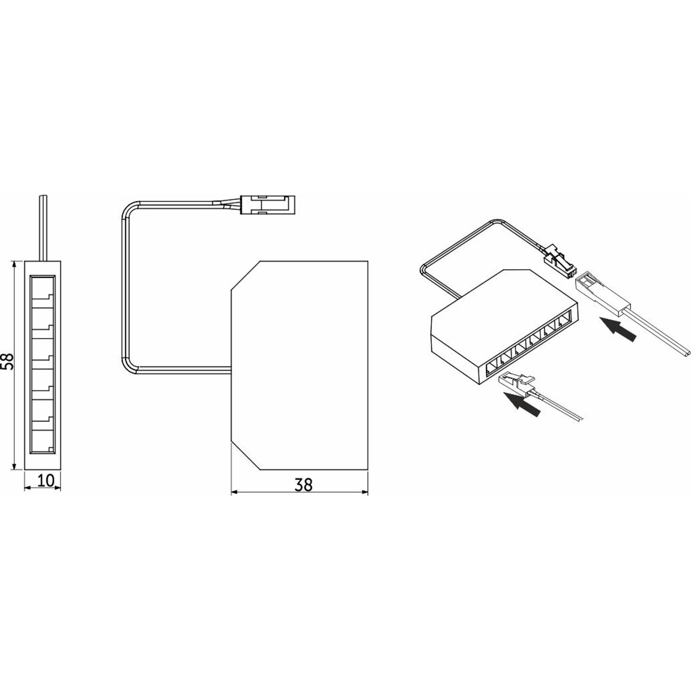 Шнур соединит. с разветвителем для мини коннекторов 6 точ.с миниконнектором, 15 см, AKS 78715