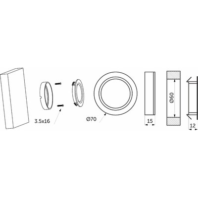 Светильник светодиодный STAR, врезной/накладной, 2W, 12V круглый, хром, 6000К, AKS 75633