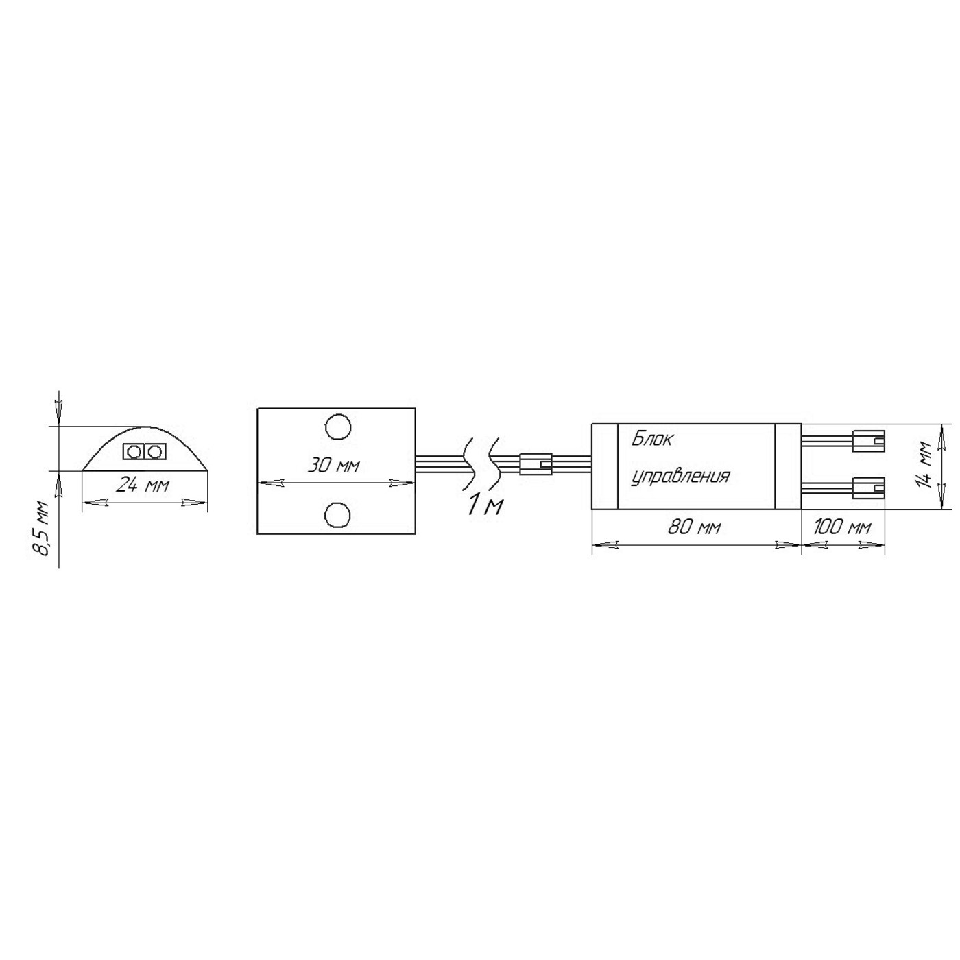 Выключатель бесконтактный, накладной, плоский, 12/24V, 60W/100W, белый, AKS 85338