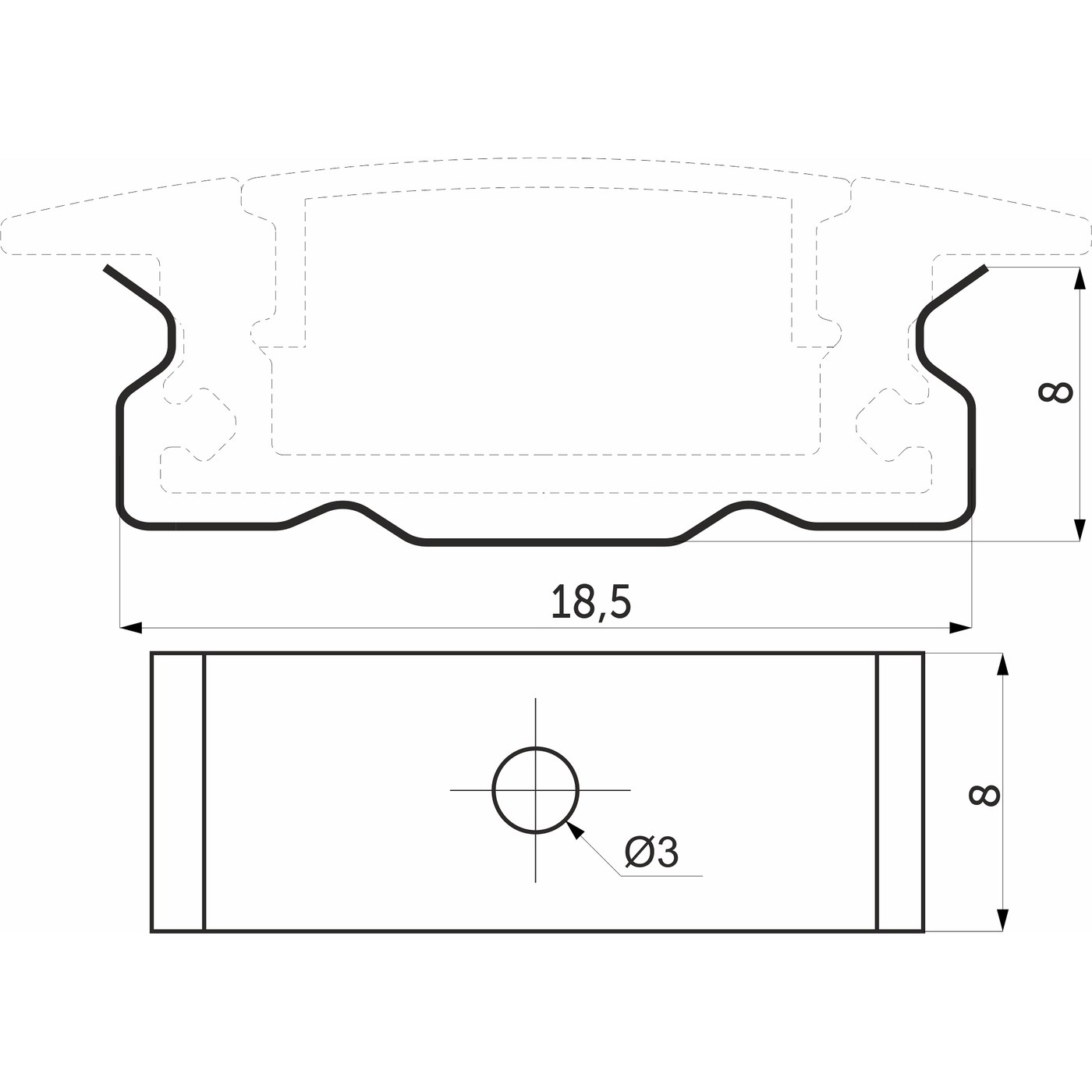 Держатель для накладного профиля LIRA-1707 AKS 77267