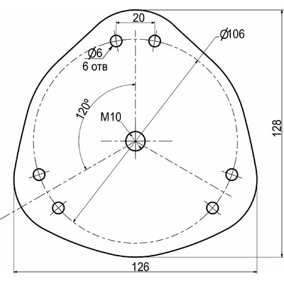 Крепление опоры диаметром 60 (блин), черный М10 AKS 75567
