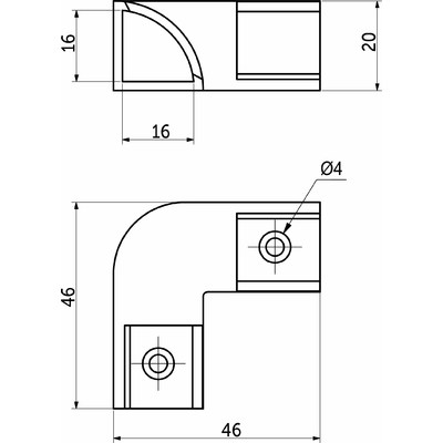 Уголок для профиля ORION-1616C, цвет белый AKS 81804