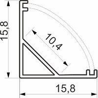 Профиль алюминиевый ORION-1616C угловой с экраном, круглый экран, цвет алюмин, 2м AKS 77260