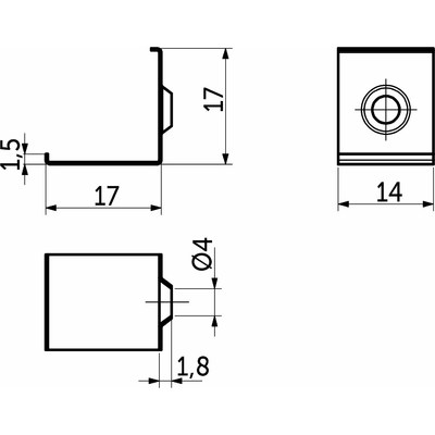 Держатель для углового профиля ORION-1616C, аллюминий AKS 77269