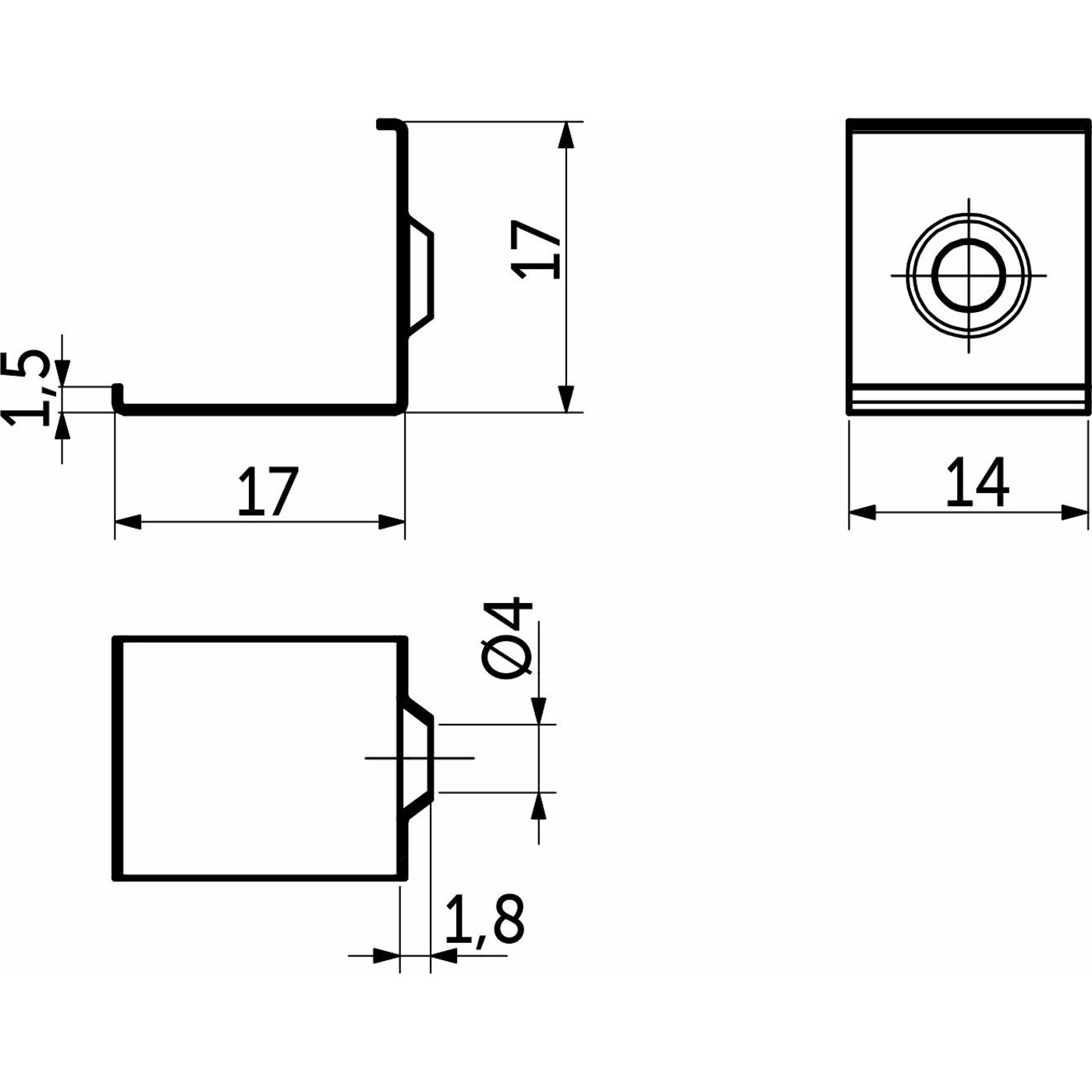 Держатель для углового профиля ORION-1616C, аллюминий AKS 77269