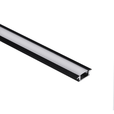 Профиль алюминиевый LIRA-1707 врезной с экраном, цвет черный, 3м AKS 89672