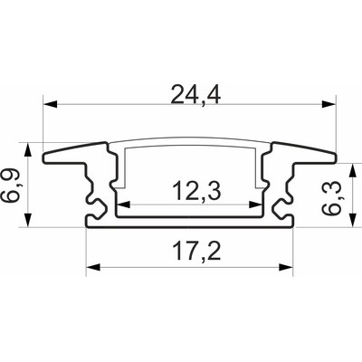 Профиль алюминиевый LIRA-1707 врезной с экраном, цвет черный, 2м AKS 89609