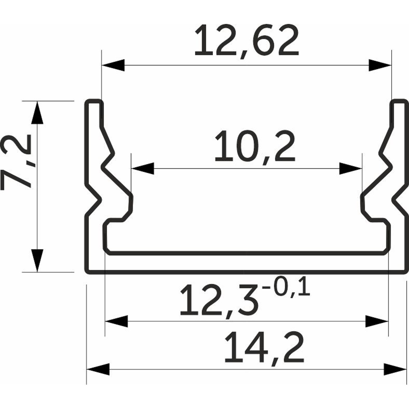Профиль алюминиевый SIRIUS-1407S накладной с экраном, цвет алюминий, 2м AKS 77255