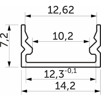 Профиль алюминиевый SIRIUS-1407S накладной с экраном, цвет алюминий, 3м AKS 85460