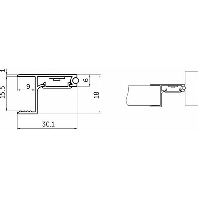Профиль алюминиевый наклад./торц. CAPELLA-3016А, с экраном, цвет алюмин. 2 м AKS 104956