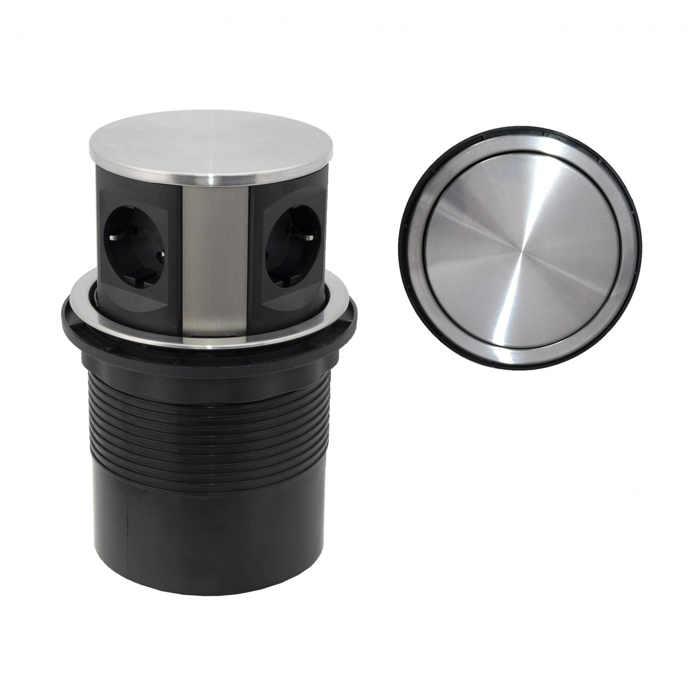 Выдвижной удлинитель 120 мм 4 розетки, сталь 2 м. AKS 78895