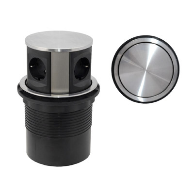 Выдвижной удлинитель 120 мм 4 розетки, сталь 2 м. AKS 78895