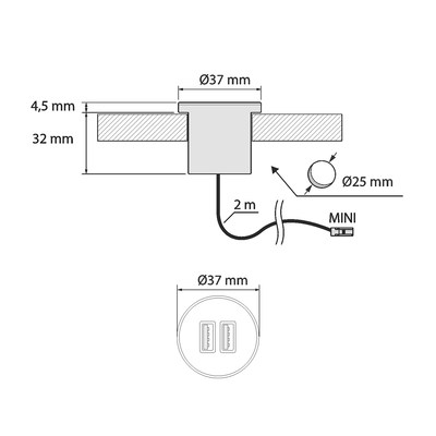 Устройство для зарядки аккумуляторов черный GNI-USB 1*USB/1*TYPE-C/12VDC.5VDC 2/1A AKS 60927