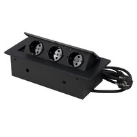 Выдвижной удлинитель AKS NOVA, 3 розетки, 2м. черный AKS 78893