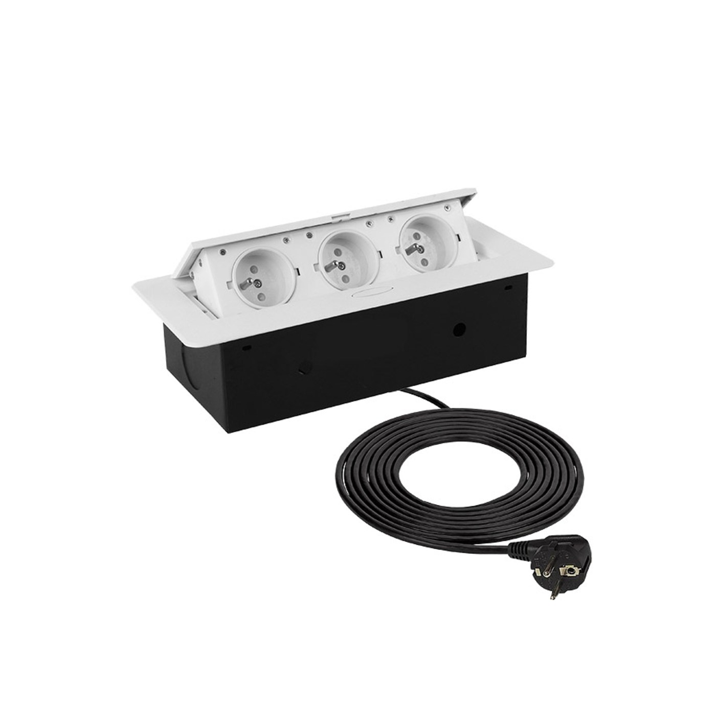 Выдвижной удлинитель AKS NOVA, 3 розетки, 2м, белый AKS 85088