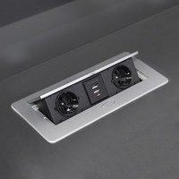 Выдвижной удлинитель AKS NOVA USB, 2 розетки, 2xUSB, алюминий, AKS 78889