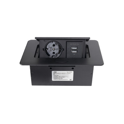 Выдвижной удлинитель NOVA 4, 1 розетка, 2xUSB-A, черный AKS 109636